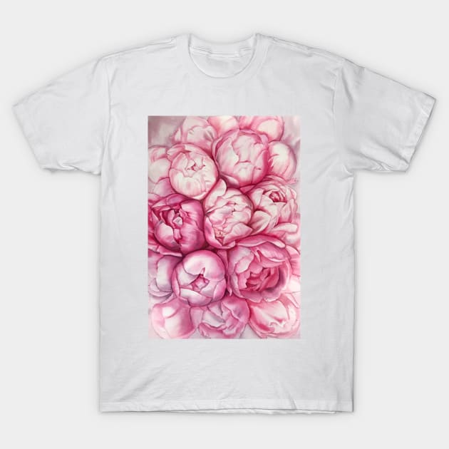 Rose peonies T-Shirt by Oksana Creates